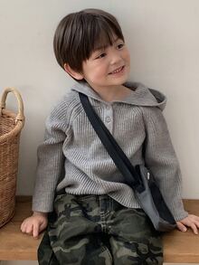DAZY Infant (Boy) Casual Solid Color Comfortable Autumn/Winter Long Sleeve Sweater - Grey - View 10