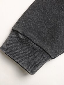 SHEIN 青少年女孩秋冬休閒街頭時尚不對稱領飾孔裝飾套頭雪花衛衣，青春時尚穿搭，適合返校、秋冬出遊、日常穿著、Y2K、萬聖節、暗黑風格 - 黑色 - 查看 6
