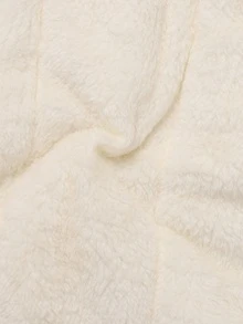 SHEIN 1件少女中長款長袖棉質加厚外套，內裡抓絨，舒適保暖素色外套 - 杏色 - 查看 8