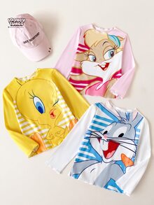 LOONEY TUNES X SHEIN 3PCS Young Girls T-Shirts - Multicolor - View 4