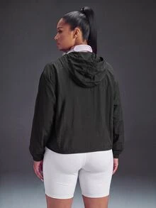 Powerista Women's Black Plus Size Woven Style Sports Jacket - Black - View 2