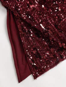 Sweetra Women's New Vintage Hot Girl Slim Fit Elegant High-End Versatile Party Music Festival Strapless Slimming Patchwork Comfortable Streetwear Sequin Top - Burgundy - View 5