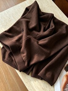 Flirla 休閒百搭戶外女款白色刺繡花卉長款綁腰針織套裝褲 - 棕色 - 查看 7
