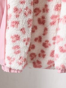 SHEIN 1pc Young Girl Winter Young Girl Young Girl New Pink Floral Thermal Lined Zipper With Elastic Waist And Hood, Thickened - Pink - View 7