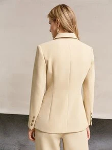 MOTF PREMIUM WOMEN'S SOLID COLOR CASUAL VERSATILE COMMUTE TRAVEL BLAZER JACKET - Khaki - View 5