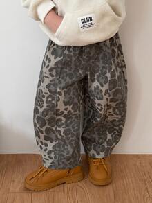 Dazy Kids Infant/Toddler (Boy) Loose Leopard Print All-Over Casual Wide Leg Four-Season Streetwear Korean Style Denim Pants Fall - Brown - View 1