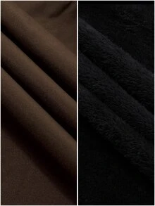 Manfinity Homme 男士純色保暖內裡休閒百搭長袖連帽夾克 - 棕色 - 查看 8