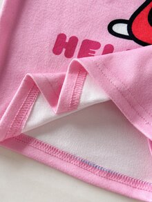 HELLO KITTY AND FRIENDS | SHEIN Set Piyama Rumahan Kasual Sehari-hari untuk Anak Perempuan, Atasan Lengan Panjang dan Celana Motif Kartun - Berwarna merah muda - View 8