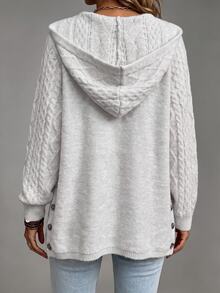 Breezaya Women's Solid Color Casual Versatile Daily Wear Hooded Cardigan - Grey - View 2