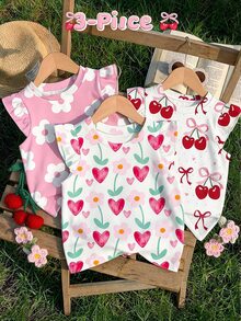 3PCS Young Girls T-Shirts - Multicolor - View 1