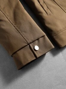 Manfinity Hypemode Men's Solid Color Brown Single-Breasted Casual Versatile Long Sleeve Jacket - Brown - View 11