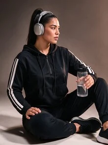 Powerista Women's Colorblock Casual Long Sleeve Plus Size Sports Sweatshirt Sweatshirt - Black - View 1
