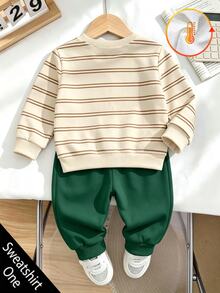Baby Boys' Round-Neck Cute And Comfortable Cartoon Print Fleece Sweatshirt, Suitable For Autumn/Winter Seasons, Festivals, And Gift-Giving. - Black - View 2