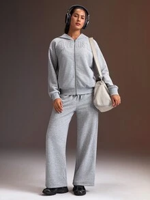 Powerista Jaket Hoodie Longgar Oversized Abu-abu untuk Wanita - Grey - View 5
