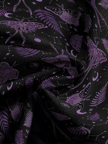 ROMWE Goth 暗黑哥德龐克蝴蝶蛾太陽月亮星星印花大尺碼女款長褲 - 黑色 - 查看 3