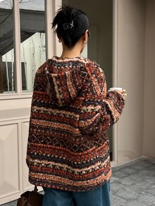 DAZY Women's Multi-Color Striped Hooded Loose Pullover Long Sleeve Casual Retro Sweatshirt - Multicolor - View 2