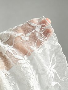 Sweetra 女款新款時尚百搭不對稱斜邊設計蕾絲百褶低腰性感不對稱裙 - 白色 - 查看 6