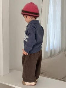 DAZY Celana Kasual Lebar Warna Polos untuk Bayi/Balita (Laki-laki) Musim Gugur/Dingin - Coffee Brown - View 2