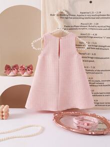 Gaun Tanpa Lengan Motif Bunga 3D Warna Pink Lucu untuk Bayi Perempuan - Berwarna merah muda - View 2