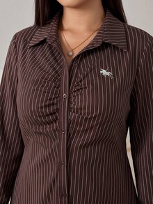 Solflare Plus Size Women's Casual Daily Summer Dress With Knight Graphic And Stripes - Multicolor - View 7