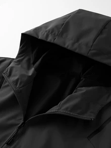 Gym Rark Men's Black Hooded Jacket, Loose Fit Outerwear, Sports Streetwear Casual - Black - View 3