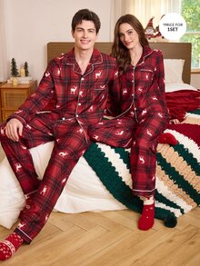 CoupledUp Christmas Long Sleeve Long Pants Men's Loungewear - Multicolor - View 4