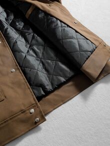 Manfinity Roghcode Men's Button Quilted Pocket Long Sleeve Jacket - Brown - View 9