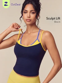 OutZeal Women Sports Tank Gym Yoga Casual 2 In 1 Vest Summer - Navy Blue - View 8