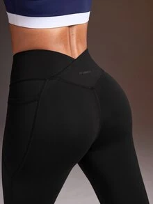 Powerista Women's Solid Color High Waist Daily Fitness Flare Leggings - Black - View 5