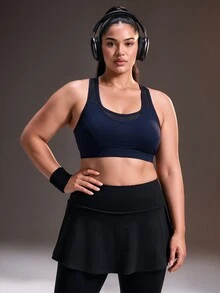 Powerista Women's Plus Size Colorblock Casual Daily Sports Bra - Navy Blue - View 1