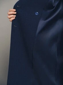 MOTF PREMIUM Large Lapel H-Line Overcoat, Autumn/Winter - Navy Blue - View 3