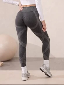Easithlete Casual Minimalist Seamless Sports Leggings Yoga - Dark Grey - View 2