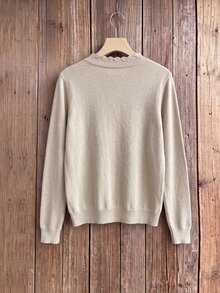 Rusticease Versatile Cute Elegant Casual Button Half-Placket Knit Cardigan For Middle-Aged And Elderly Women Office Formal Going Out Grey Fall - Beige - View 2