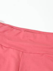 Girls' Teen Soft Comfortable Elastic Flare Casual Long Pants, High Elasticity Skin-Friendly Solid Color Sports Long Pants 2-Piece Set - Multicolor - View 5