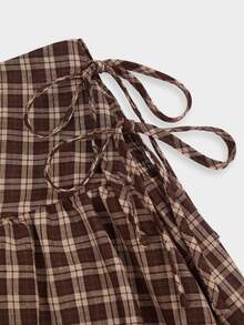 Sweetra Plus Size Women's Plaid Pleated Casual Versatile Skirt - Multicolor - View 7