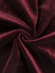 SHEIN Vintage Royal Style Velvet Short Jacket For Women, Stand Collar Gold Button Design Long Sleeve Burgundy Short Coat - Burgundy - View 4