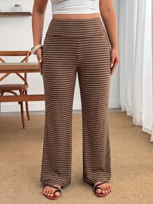 Enliva Plus-Size Women's Casual Black Trousers With Pockets, - Rose Red - View 3