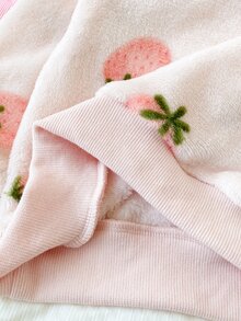SHEIN Vintaside Kids 幼童女童衛衣＋長褲套裝 粉色玫瑰蝴蝶結愛心草莓印花 長袖 生日家庭套裝 派對 秋季 毛絨絨毛 紫灰色 - 彩色 - 查看 11
