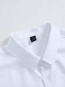 Manfinity Homme Manfinity Mode Men's Plus-Size Long-Sleeve Shirt, Solid White, In A Business-Casual Or Formal Style. - White - View 5