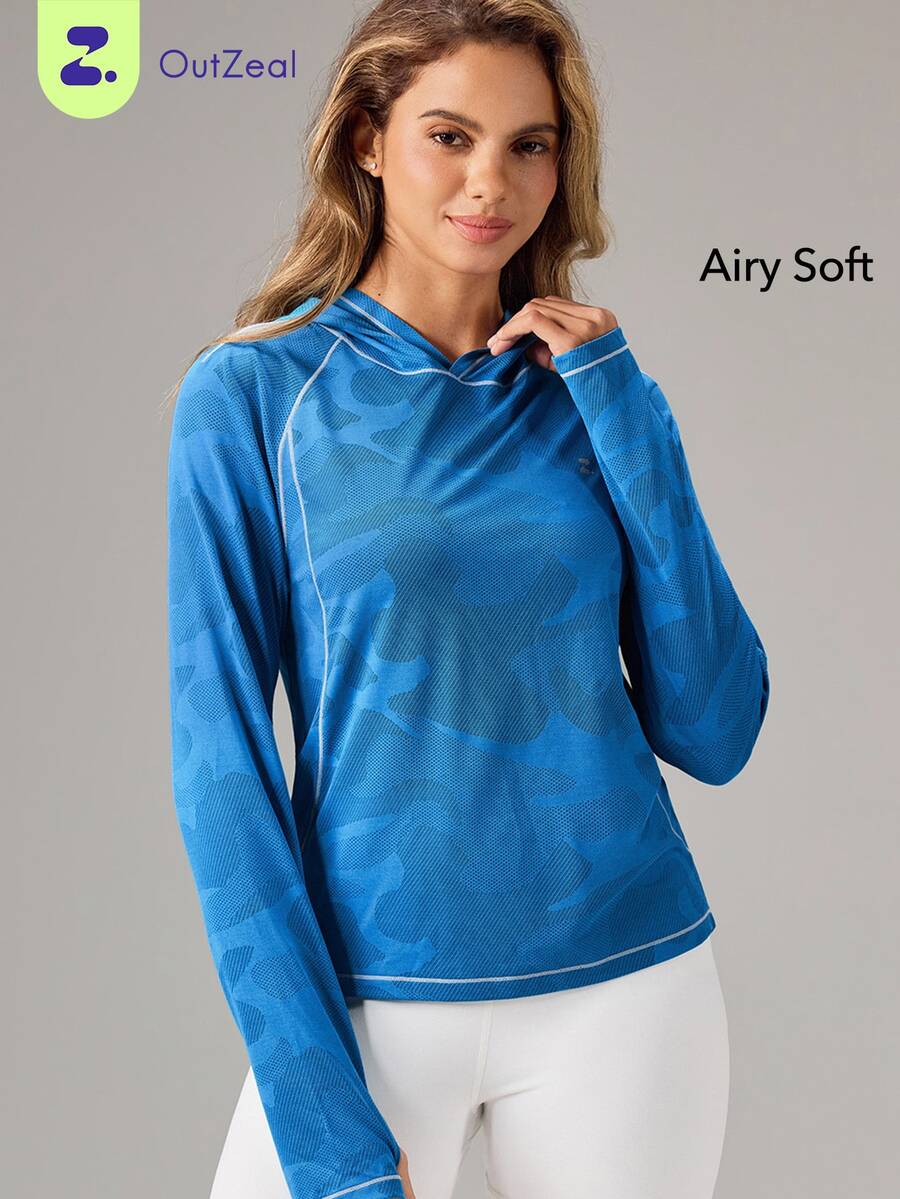 OutZeal Women Outdoor Tee Hiking Camping Natural Soft Long Sleeve Printed Hoodie - Royal Blue - View 1