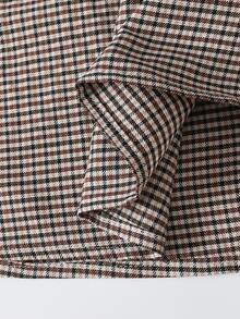 Tween Girl Tween Girl Tween Girl Tween Girls Long Sleeve Plaid Cinched Waist Bow Exaggerated Collar Long D - Khaki - View 18