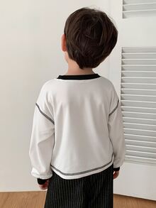 DAZY Infant/Toddler (Boy) Crew Neck Colorblock Casual Long Sleeve Top, Spring/Autumn - White - View 3