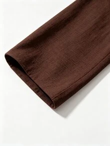 Celisse Women's Brown Frog Button Asymmetrical Collar Stand Collar Flared Sleeve Long New Chinese Style Shirt, Elegant Commute, Spring/Autumn - Brown - View 4