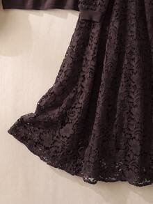 Rusticease Set Atasan dan Rok Lengan Panjang Semi-Transparan untuk Wanita - Chocolate Brown - View 4
