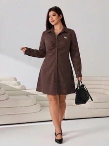 Solflare Plus Size Women's Casual Daily Summer Dress With Knight Graphic And Stripes - Multicolor - View 3