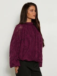 Aloruh Women's Solid Color Minimalist Applique Pattern Shirt, Casual, Suitable For Dating, Vacation, Party, Daily Outings, Gatherings, Outdoor Activities - Burgundy - View 4