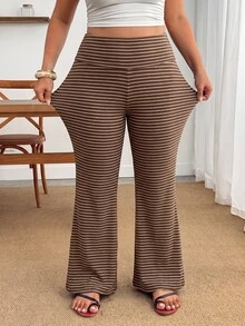 Enliva Plus-Size Women's Casual Black Trousers With Pockets, - Rose Red - View 4