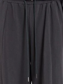 MUSERA Celana Jogger Abu-abu Pinggang Rendah dengan Detail Tali Serut, Pakaian Kasual Wanita Musim Gugur dan Musim Dingin - Grey - View 5