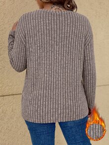 Vionelle 大尺碼圓領休閒日常長袖T恤 - 紫紅色 - 查看 2