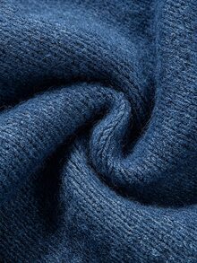 SHEIN 新款秋冬現代中式盤扣針織夾克女款，立領長袖修身短版 - 藏蓝色 - 查看 5